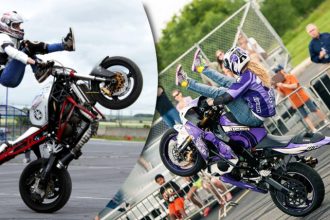 Sarah Lezito et Leah Petersen, deux femmes en stunt moto