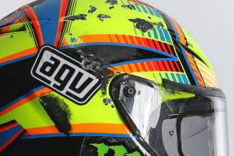 Casque de Valentino Rossi après sa chute à Aragon