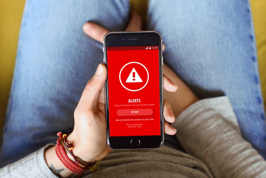 L’appli Liberty Rider présente cet écran quand vous avez un accident. Si le déclenchement est erroné, vous avez un laps de temps paramétrable pour annuler l’alerte.