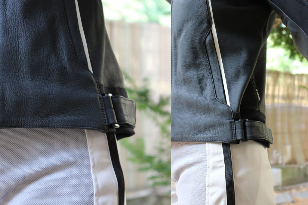 Vous pouvez resserrer le blouson Ixon Trinity sur vos hanches grâce à des pattes de serrage à scratch