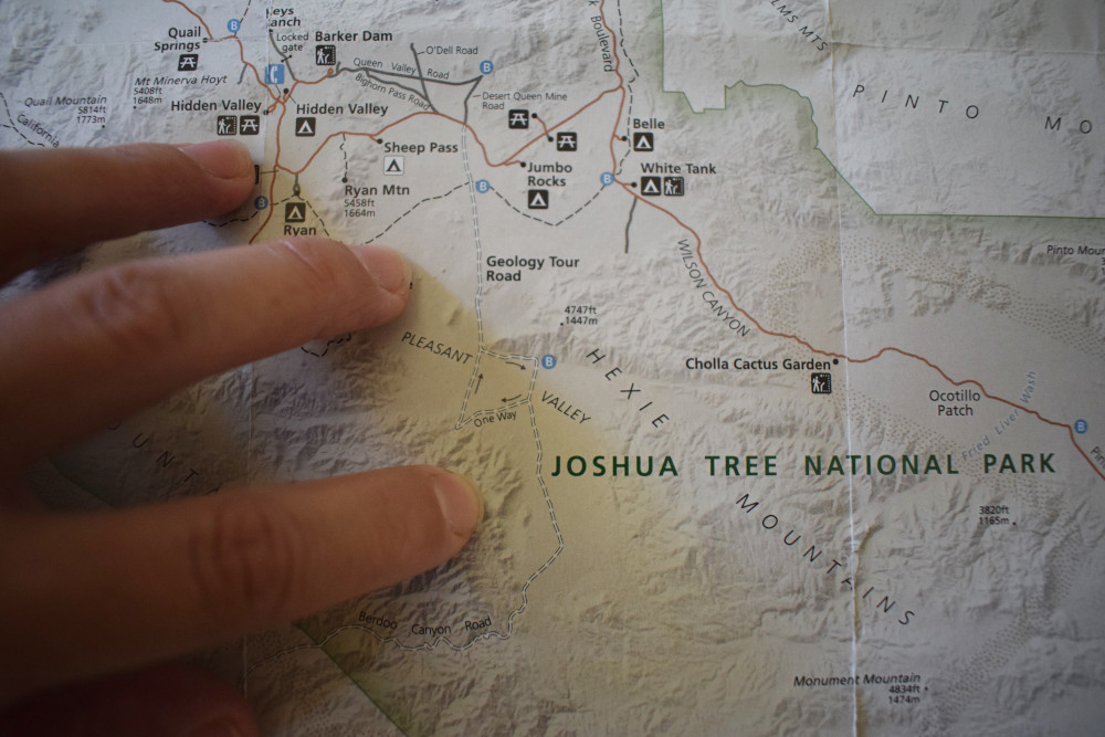 Geology Tour Road sur la carte du parc national de Joshua Tree