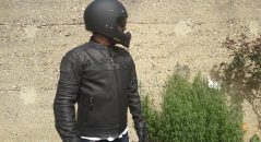 Blouson en cuir DXR DEAN et casque Shoei