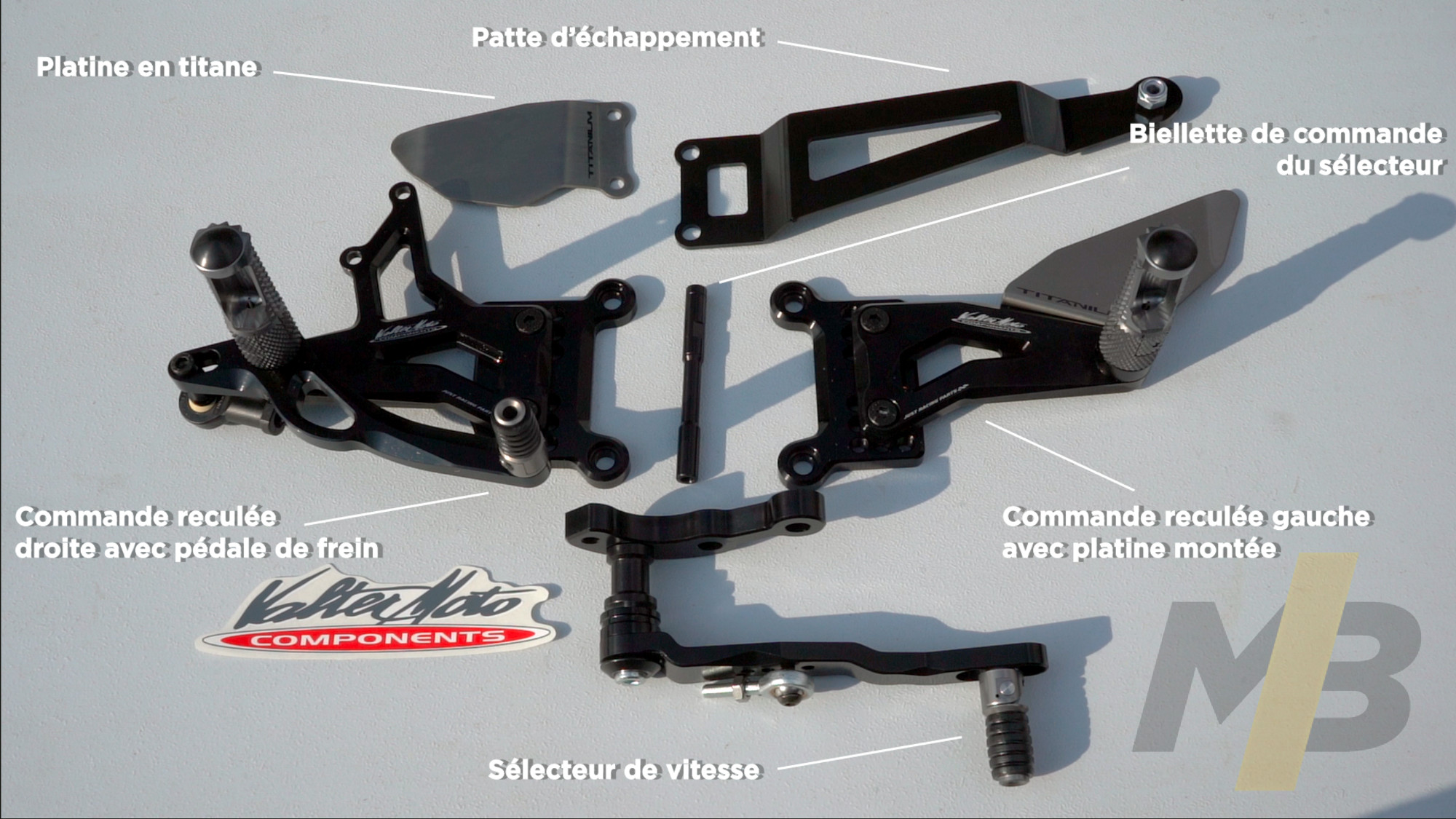 Commandes reculées Valter Moto : Le contenu du kit