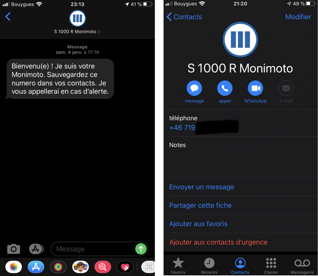 Tracker GPS Monimoto – Entrez le numéro de votre tracker dans vos contacts