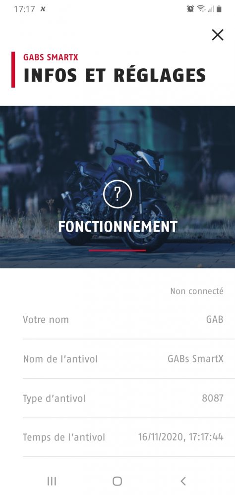 interface de l'application Abus SmartX