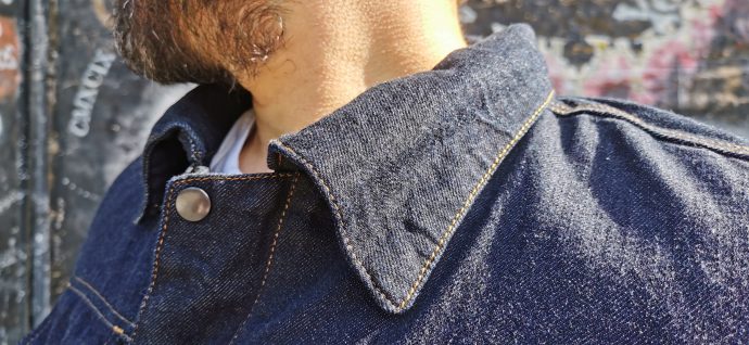 col avec boutons pression sur veste DXR Denim Blouz