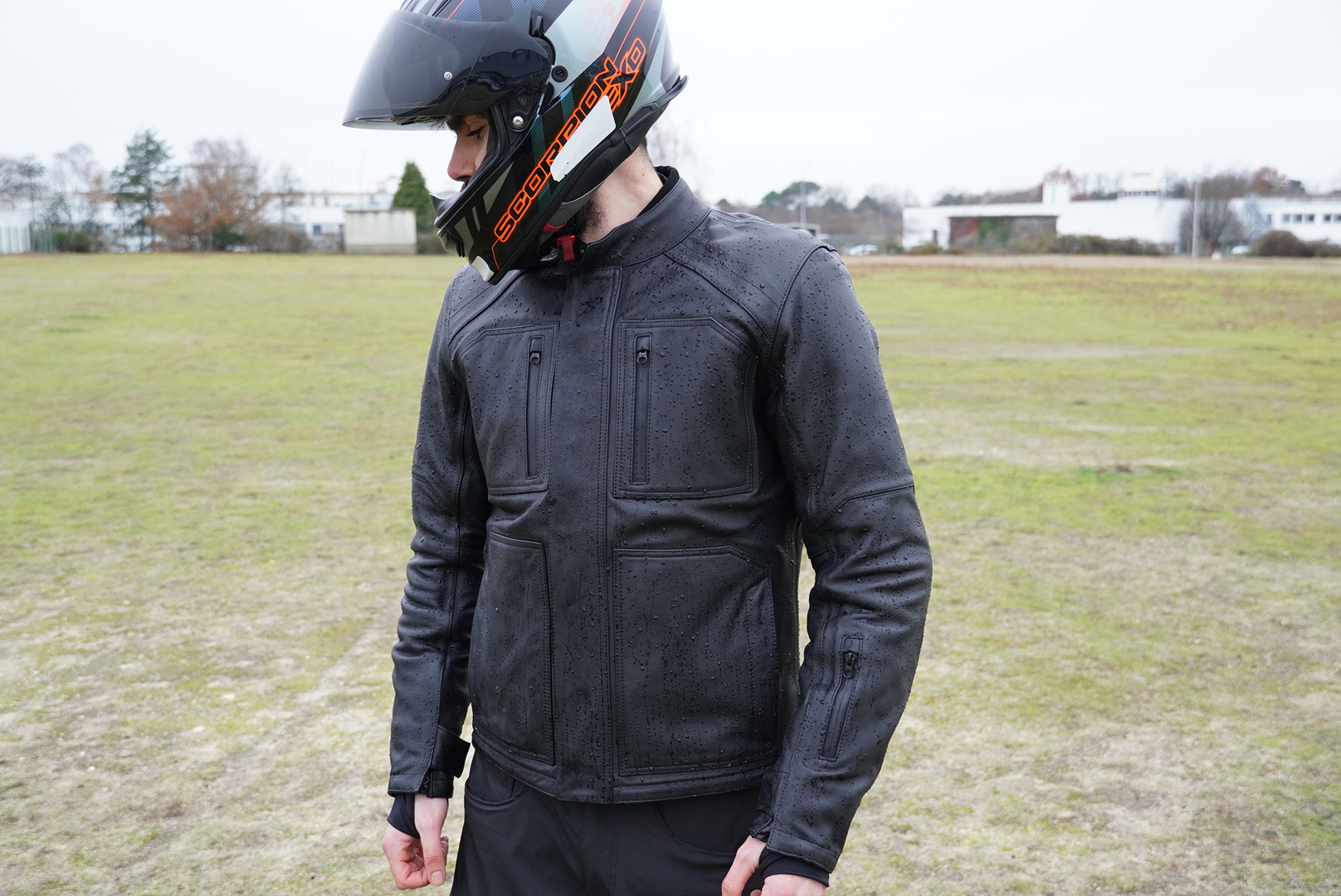 blouson DXR Drizzle, vrai blouson de cuir étanche 