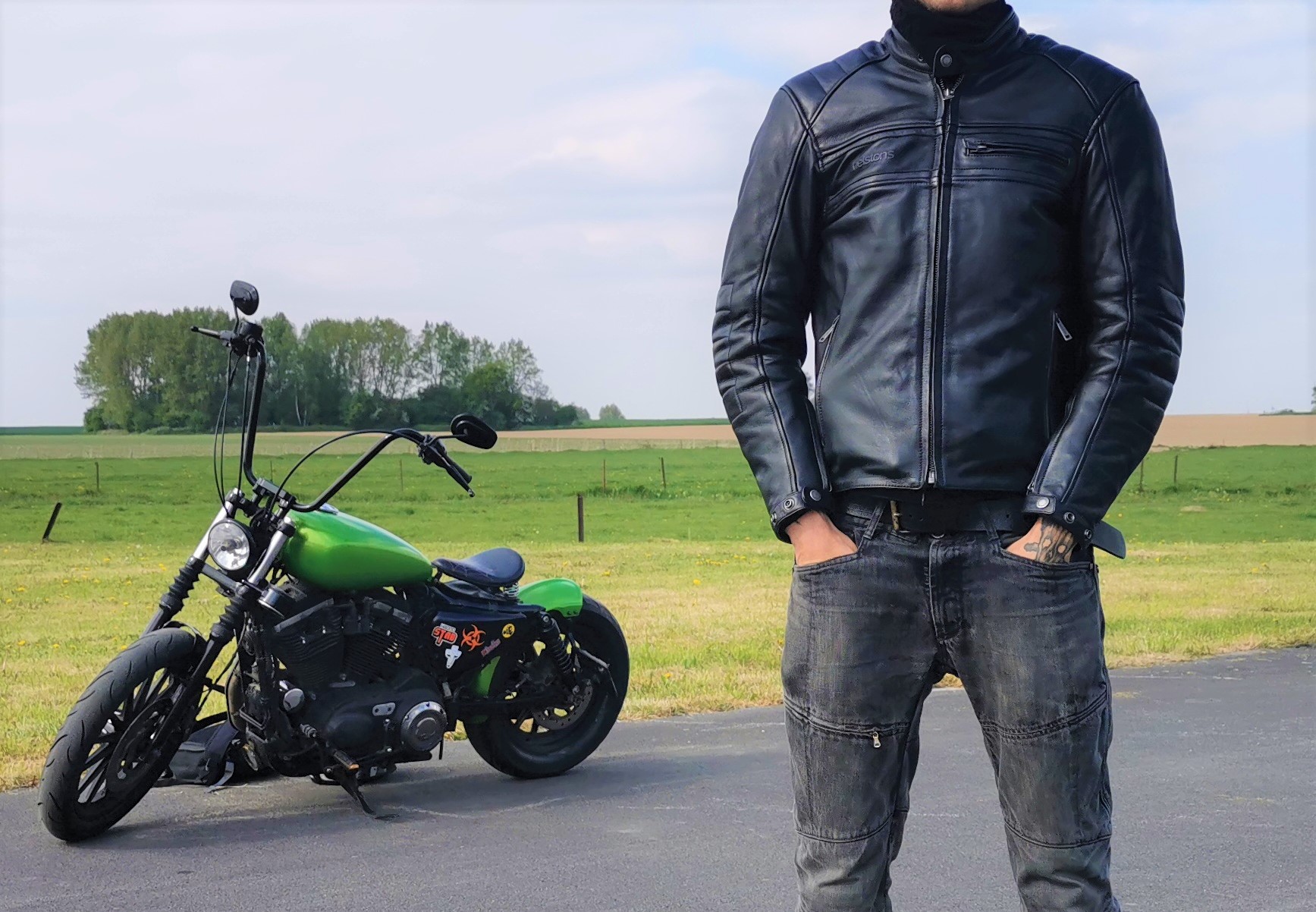 Blouson de Moto Cuir Noir Homologué - Street - RiderTec