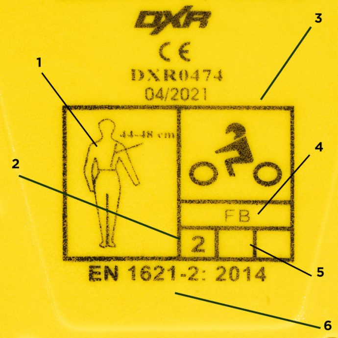 Étiquette norme dorsale moto