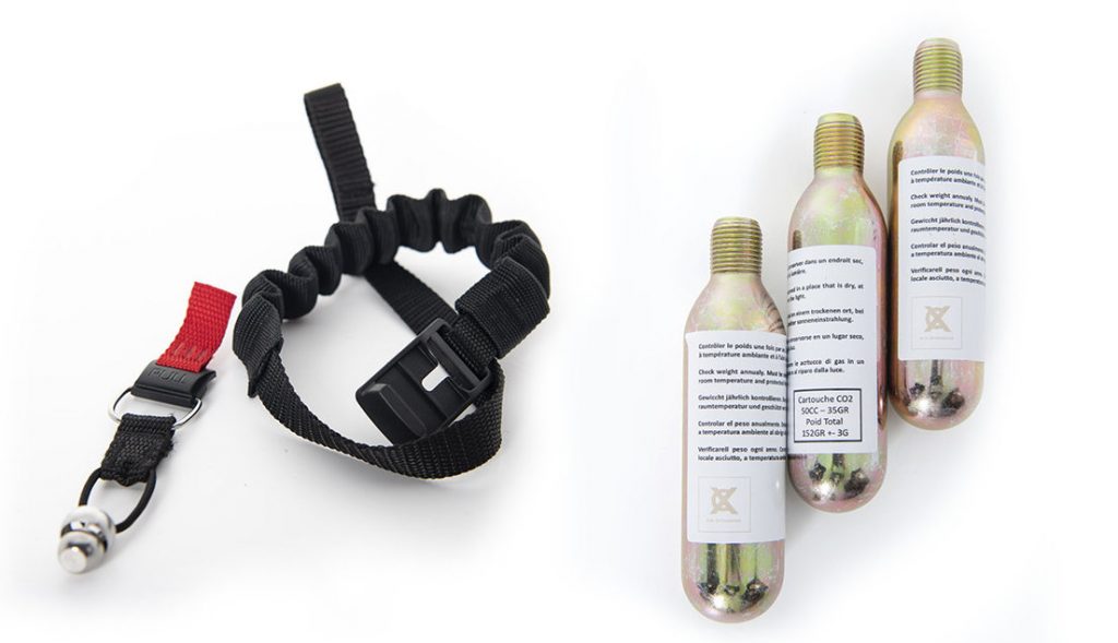 Sangle de connexion avec boucle Fidlock et trois cartouches de CO2