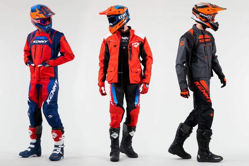 3 motard équipés de tenues Kenny avec diverses vestes