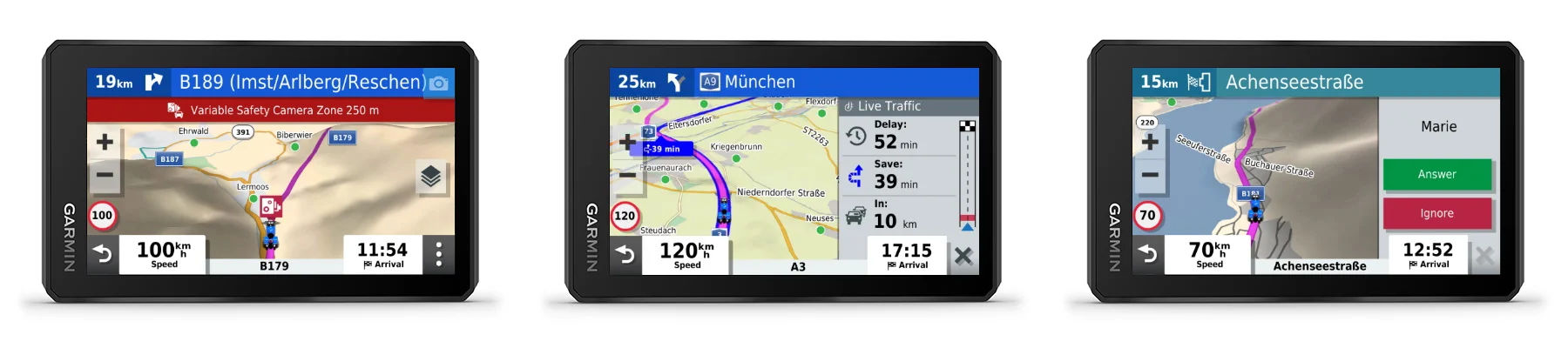 Captures d'écran de GPS moto Garmin