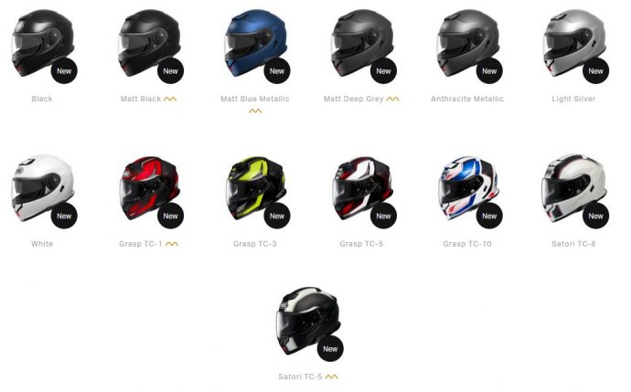 coloris dispo pour lancement du casque shoei neotec 3 