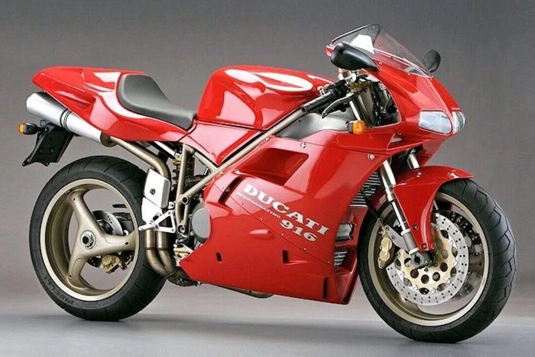 Ducati 916 monoposto dans sa livrée rouge, photo Ducati